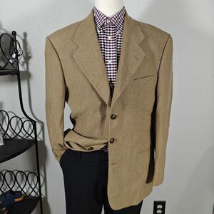 Zanetti Firenze Mens Sport Coat Blazer Three Button Brown Herringbone‎ Wool 44R